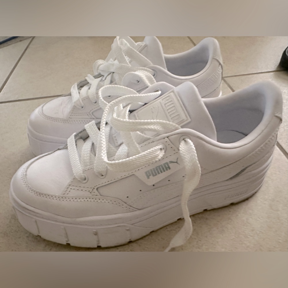 Puma platform white shoes size 8